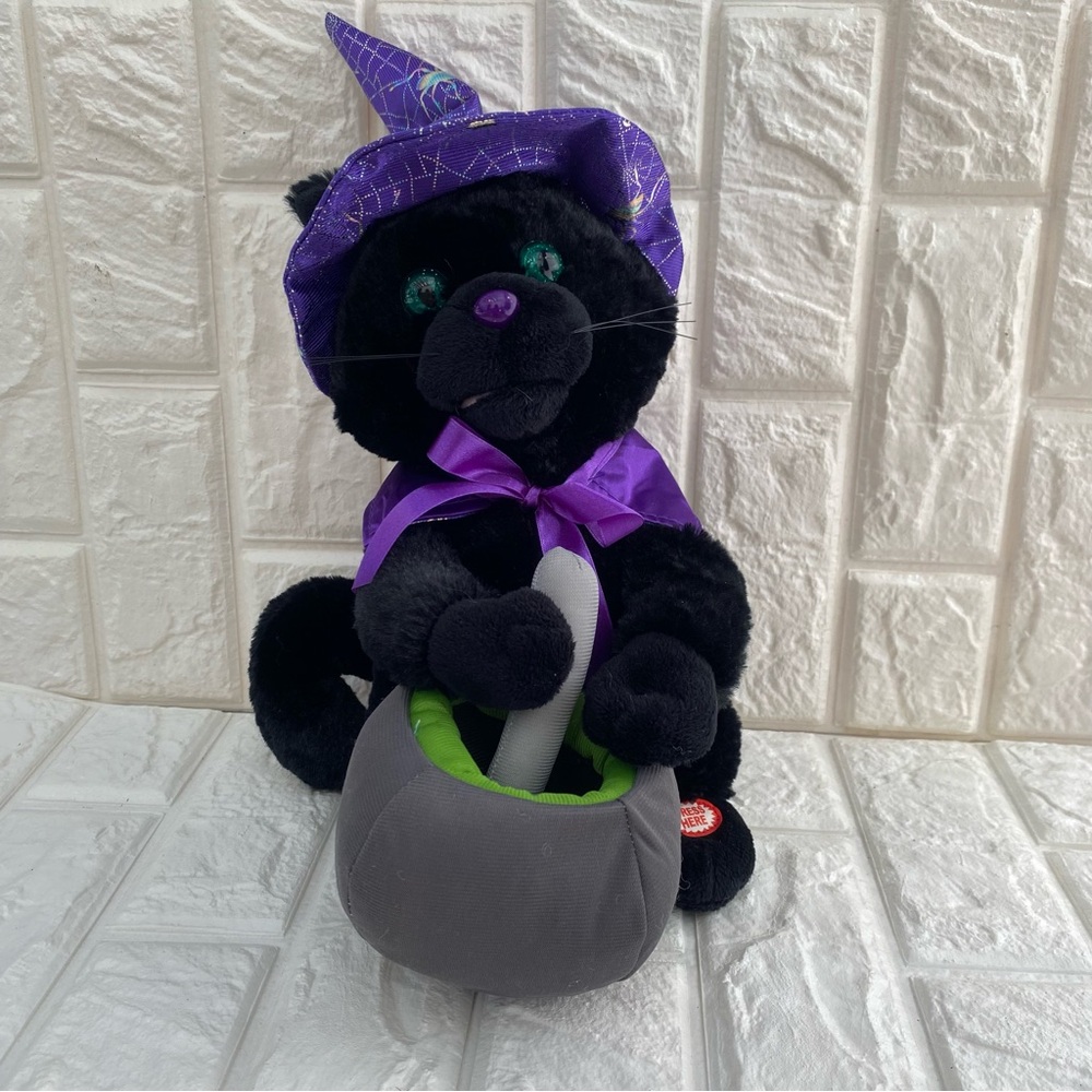 Sunny Avon Toys Halloween Witch Animated Sound Motion Plush Cat Pumpkin